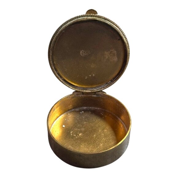 FAP Antique Rare Fabbrica Angelo Pessar Micro Mosaic Glas Trinket Pill Box Brass - Picture 6 of 8